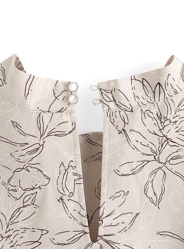 日本 GRL - 淡色女子碎花扭結上衣-咖啡 (F)