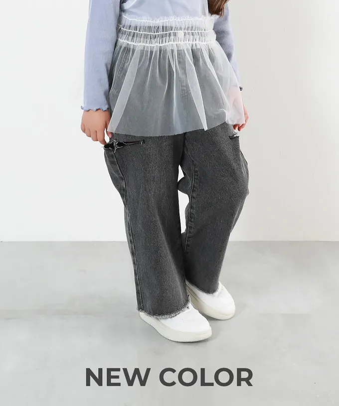 日本 devirock - 純棉舒適時尚鏤空丹寧褲-復古刷色-炭黑