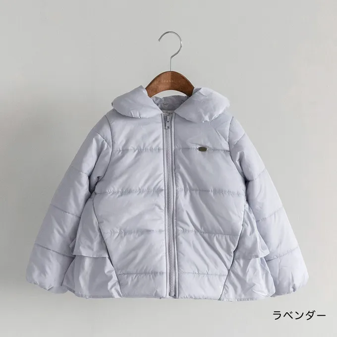 日本 BRANSHES - 背後時尚荷葉澎澎領俏麗鋪棉外套(可機洗)-黑白格