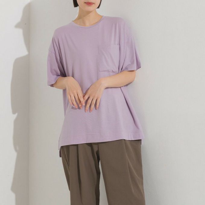 日本 OMNES - 涼感抗UV 清爽口袋短袖上衣-淺黃