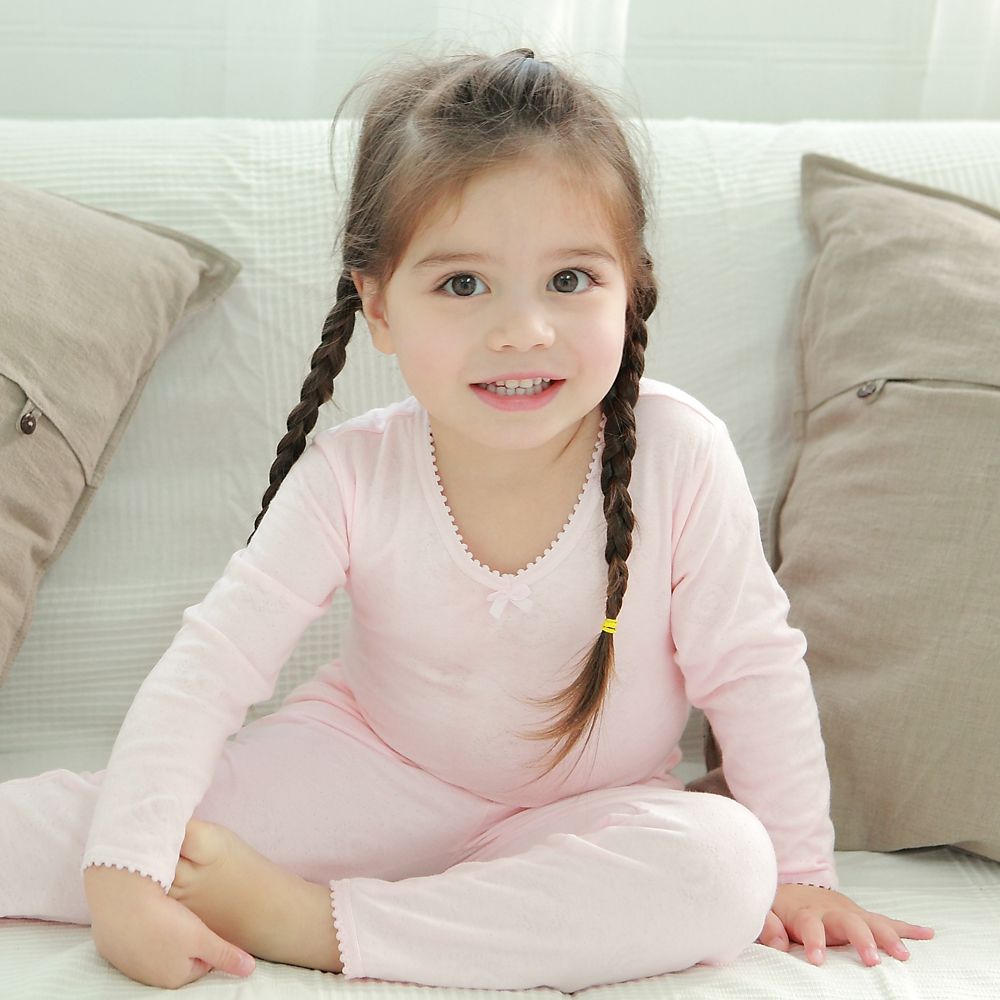 Annypepe - 女童純棉舒暖雙層衛生褲-米白 (90-150cm)