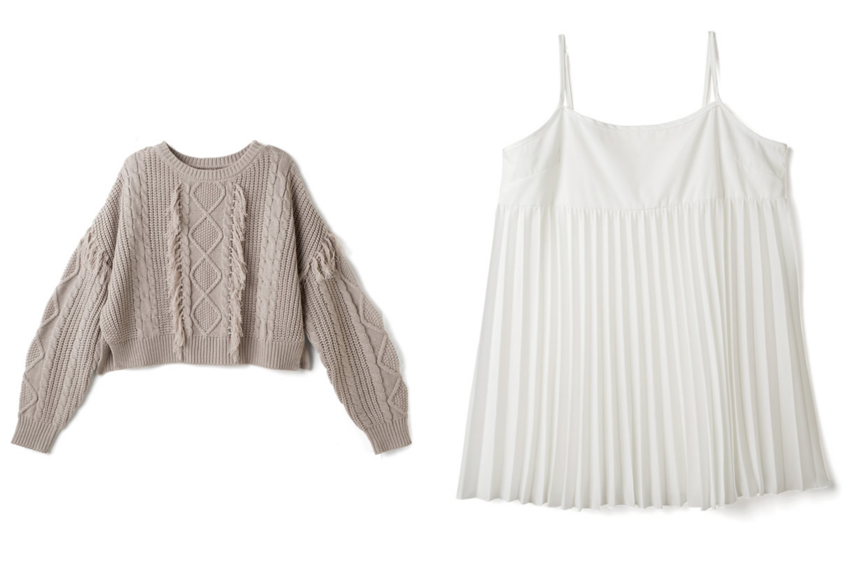 日本 GRL - 流蘇針織上衣X雪紡內搭背心兩件組-焦糖