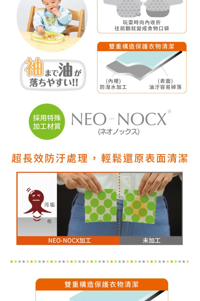 日本 Combi - 新長袖防汙圍兜-甜甜圈