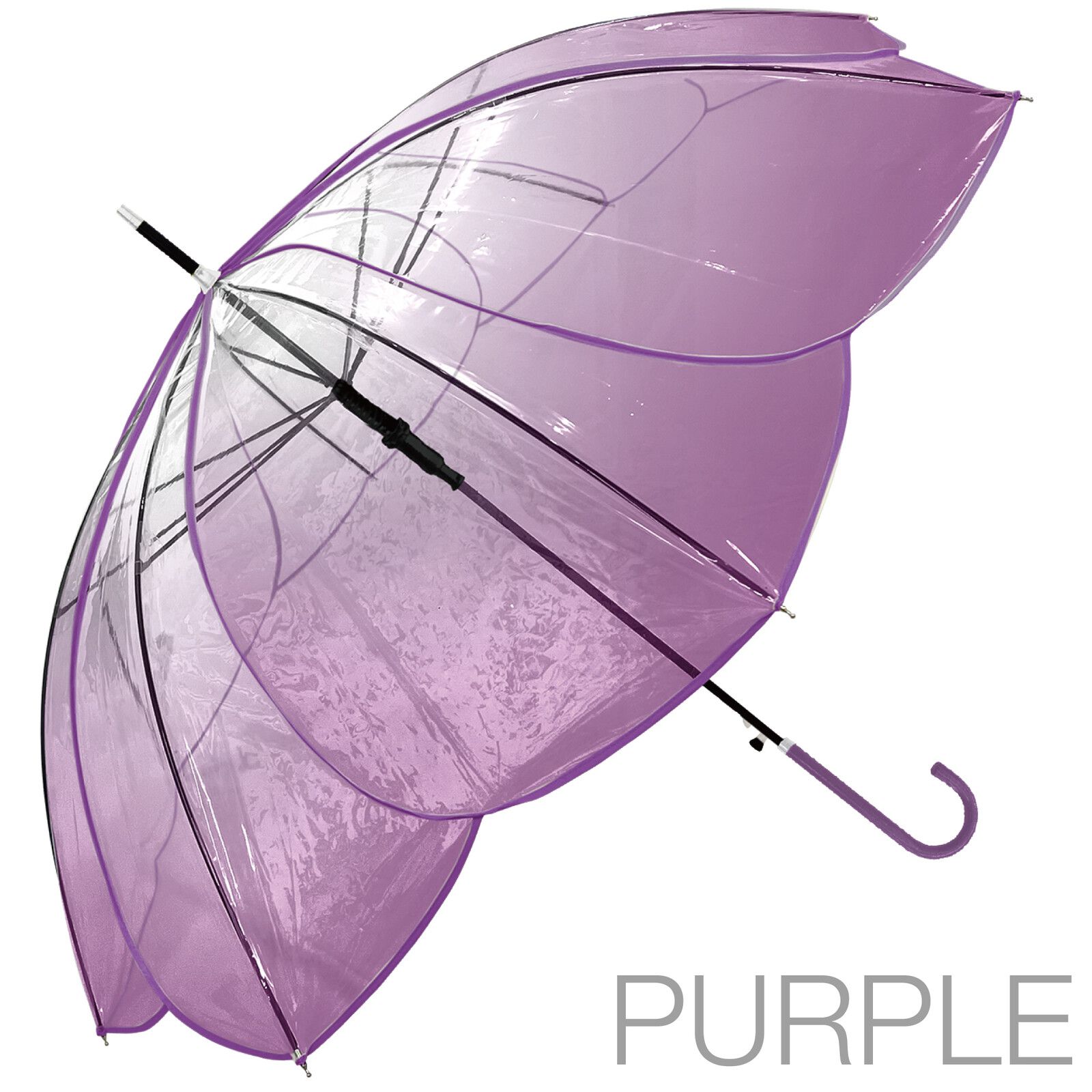 日本中谷 - [日雜推薦] 優雅花瓣透明傘/雨傘-深海藍 (傘骨60cm)