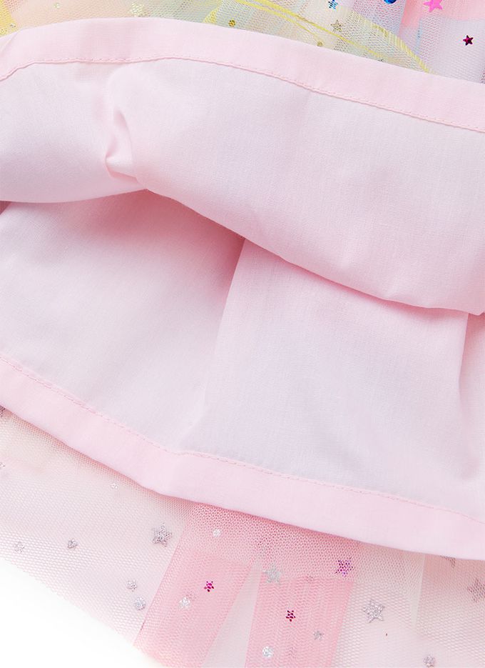 韓國 OZKIZ - 鬆緊腰滿星亮片多彩網紗裙