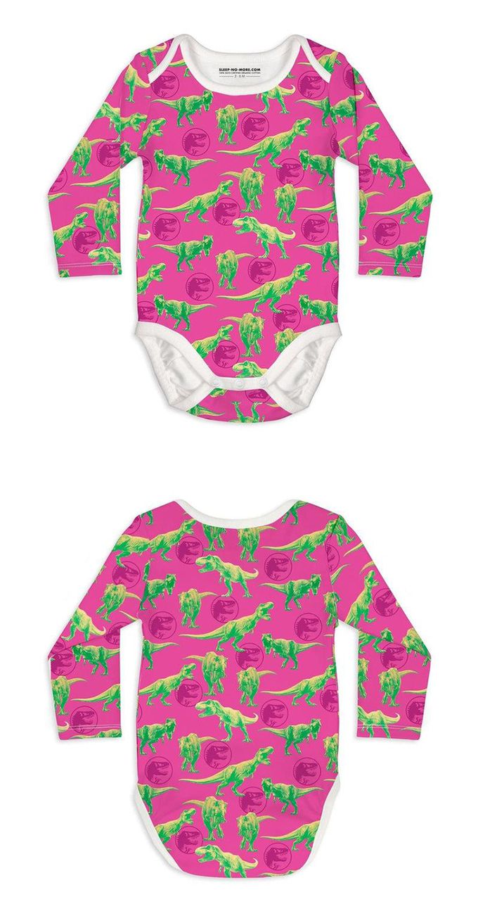 英國 SLEEP NO MORE - 100% 有機棉長袖包屁衣-侏儸紀公園/桃底暴龍