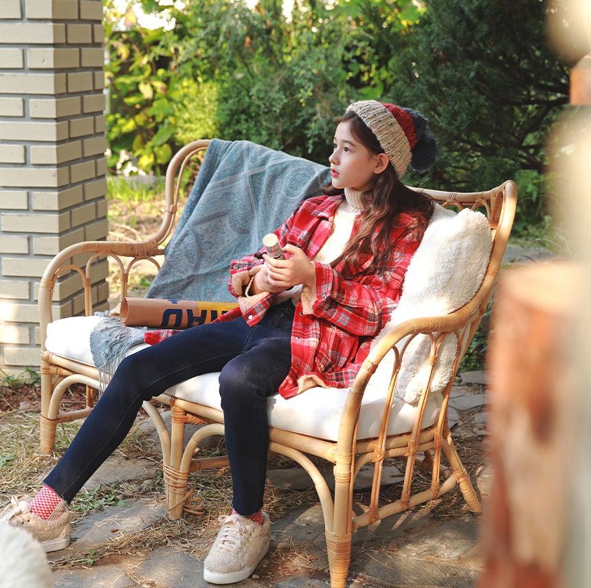 韓國 J KIDS - (內刷毛)長版紅格子襯衫/夾克