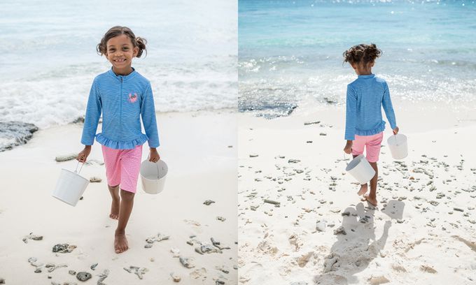 德國Playshoes - 抗UV長袖防曬防寒兒童連身泳裝-螃蟹