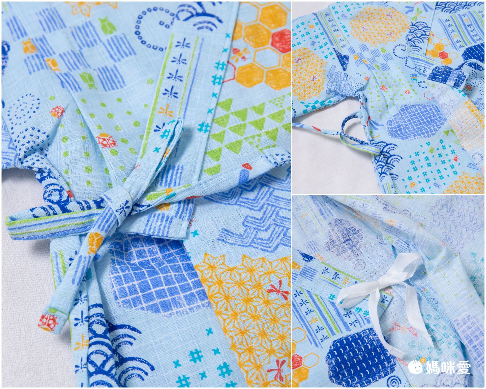 akachan honpo - 兩件式甚平-幾何圖案-藍色