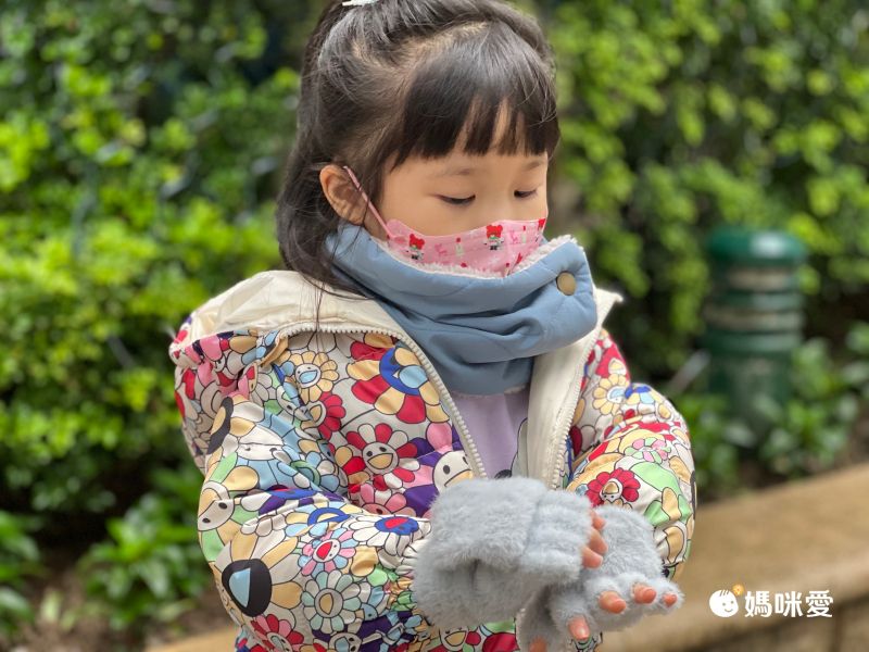 日本 AUBE - 撥水加工 防風毛絨保暖圍脖(兒童)-海軍藍