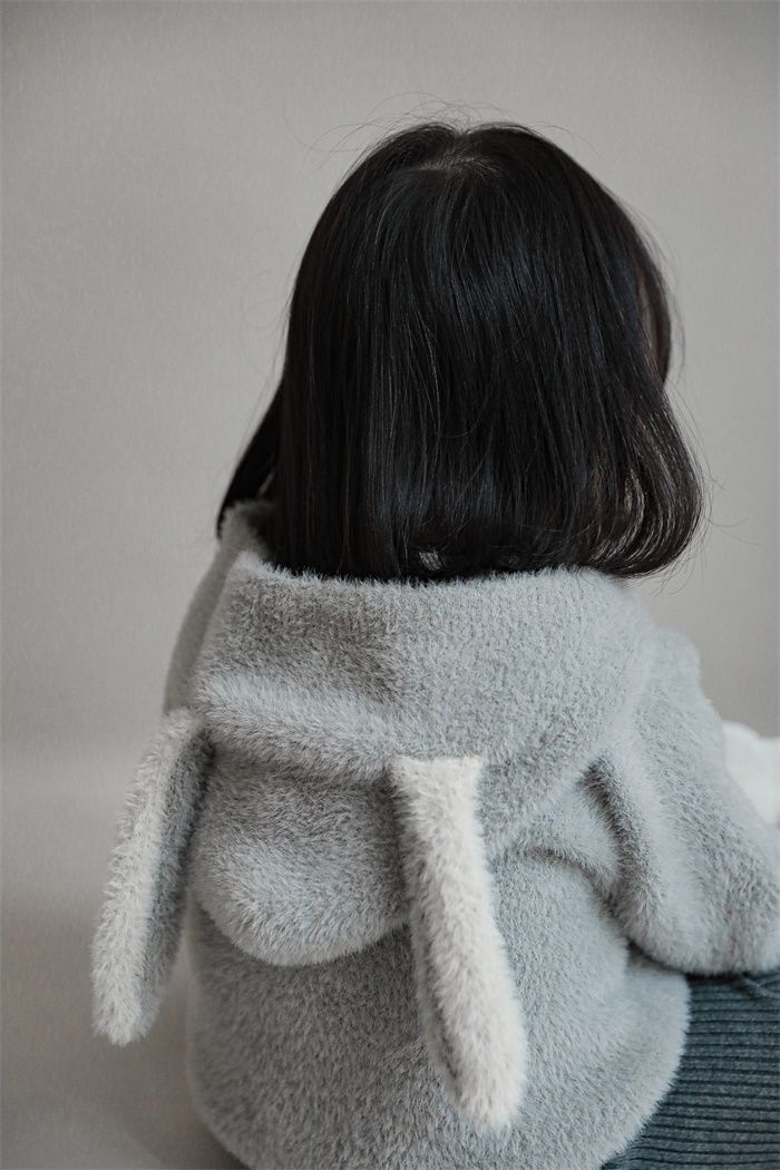 加厚連帽兒童造型上衣-熊耳朵-咖啡色