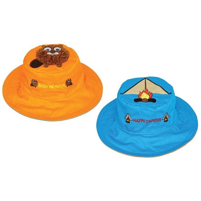 加拿大 flapjackkids - 雙面防曬漁夫帽-土撥鼠/帳篷