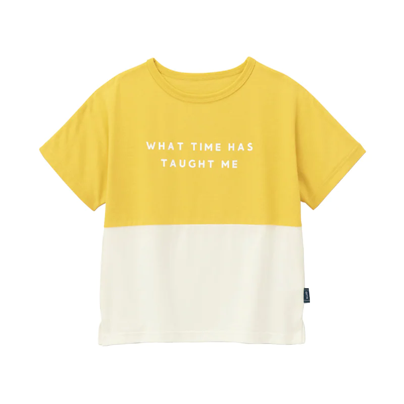 日本千趣會 - GITA 天竺棉印花短T-撞色英文-灰杏