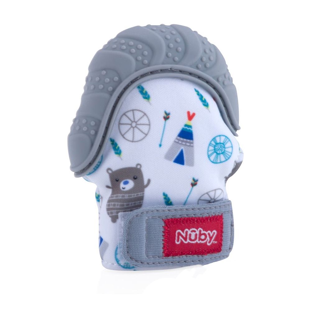 Nuby - 咬咬固齒手套(附收納袋)-灰