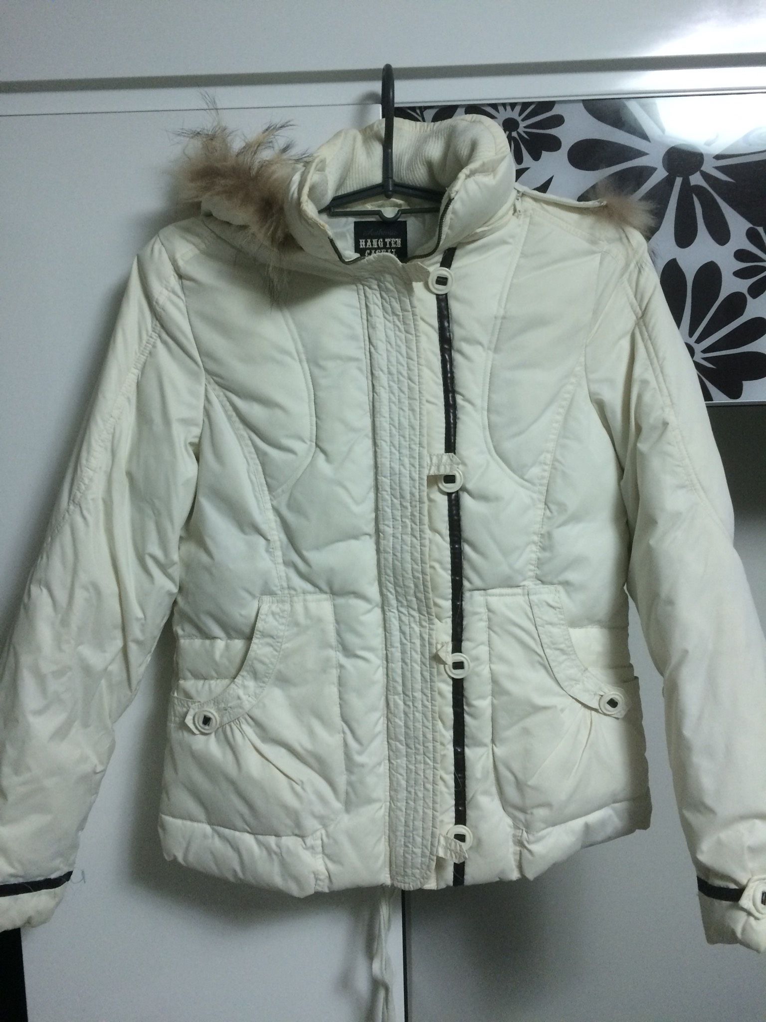 超厚保暖羽絨外套米白色