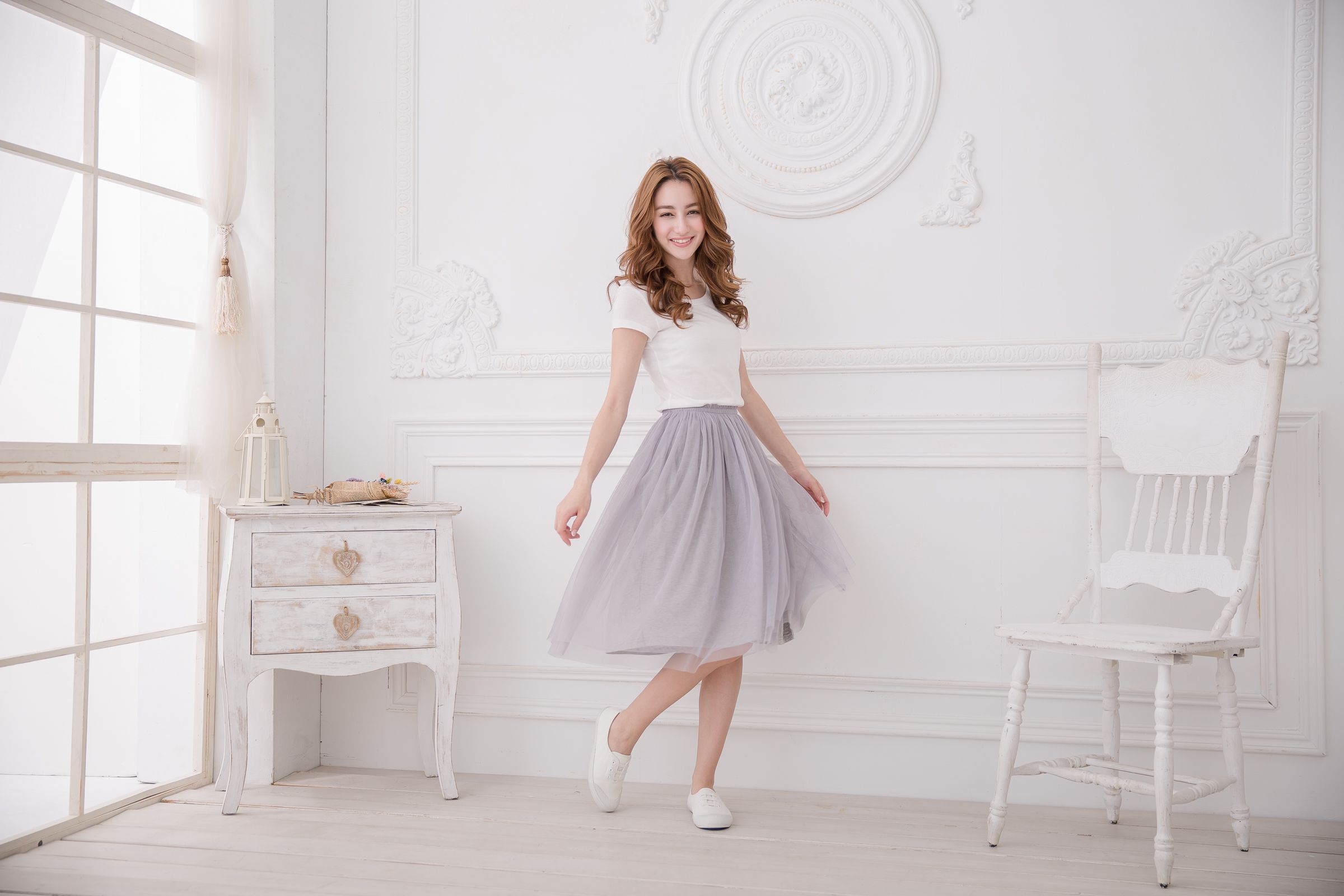 Peachy - 獨家訂製綿柔半身紗裙-半身中長版-溫柔灰 (F)