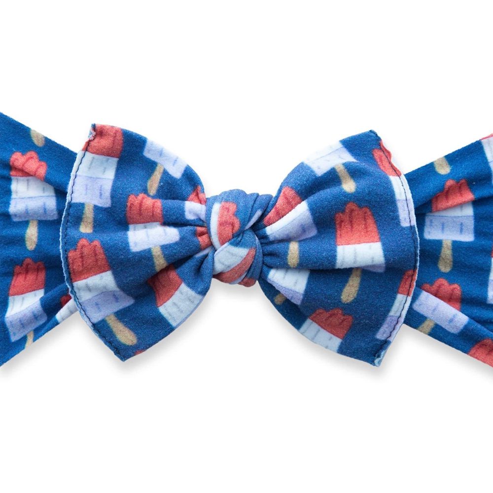 美國baby bling - 純手工極優雅細緻輕柔微彈性/毫無束縛感蝴蝶結髮帶/髮飾_印花經典款-優雅藍格