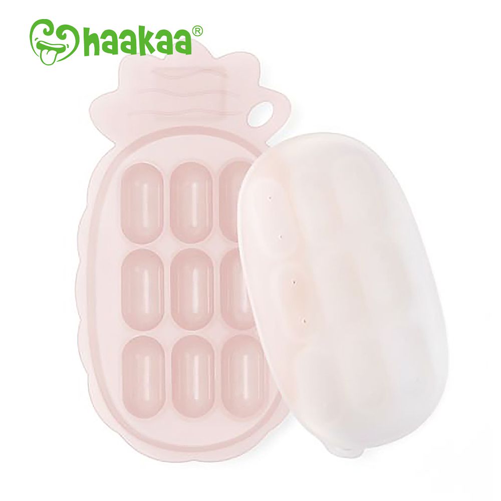 紐西蘭 HaaKaa - 鳳梨矽膠輔食模具 (帶標籤槽)-粉膚色-9格x10mL