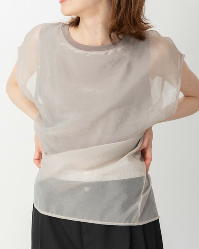 日本 gleam - 輕盈歐根紗唯美顯瘦法式袖上衣-黑