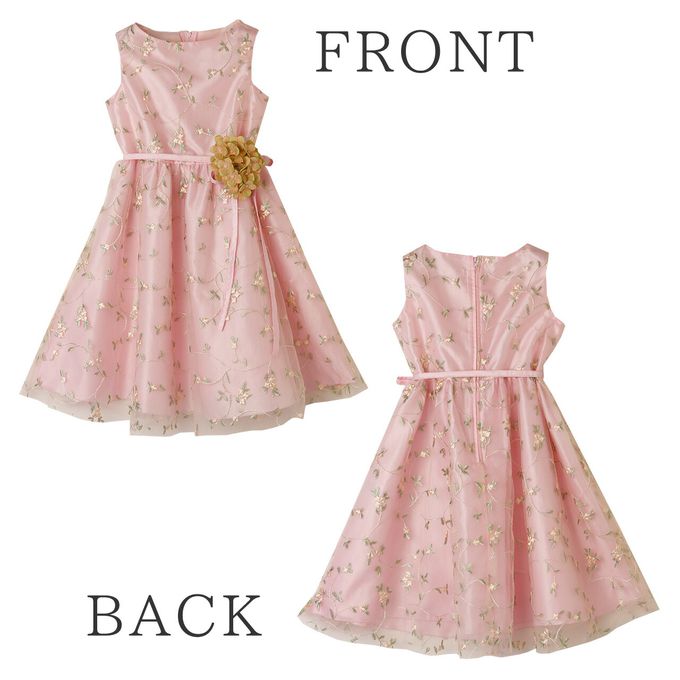 日本 Catherine Cottage - 精緻花朵刺繡薄紗洋裝/小禮服-附繡球花別針-水藍