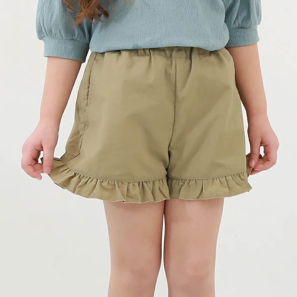 抗UV 水陸兩穿荷葉邊短褲-淺棕