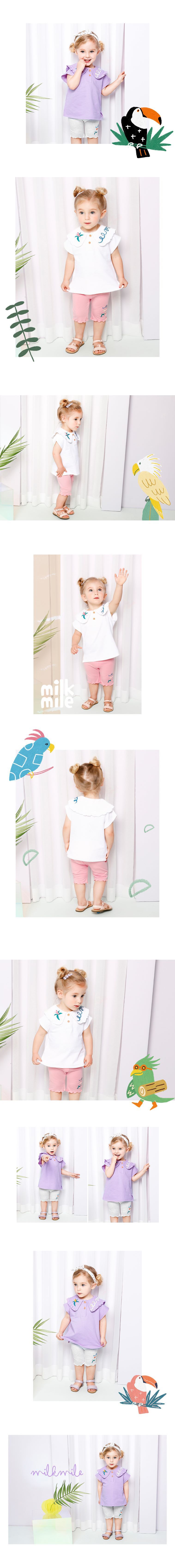 韓國 milk mile - 叢林鸚鵡荷葉領套裝-紫