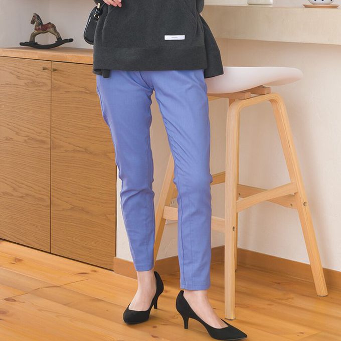 日本 OMNES - 美腳彈性內刷毛錐形長褲(後腰鬆緊)-橄欖綠