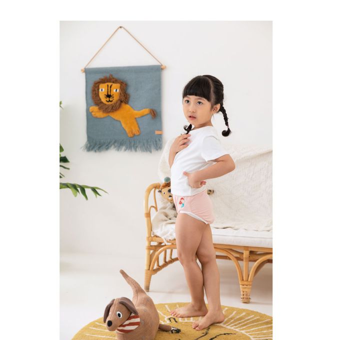 貝柔 Peilou - 天絲棉舒膚平衡童女三角褲-貼布繡-美人魚-橘