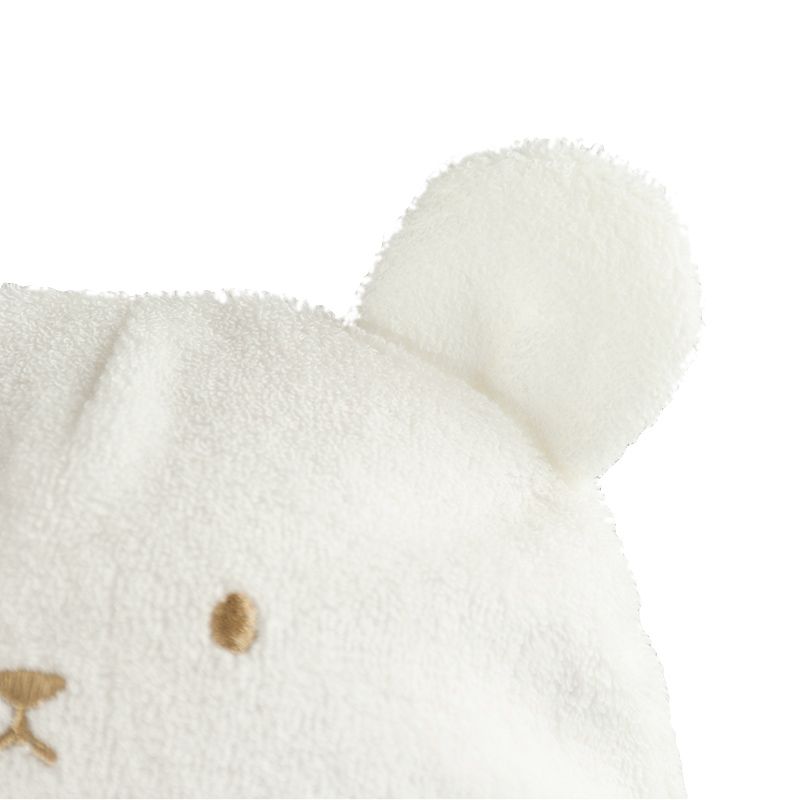 akachan honpo - 熊耳嬰兒帽-毛巾布-米白色