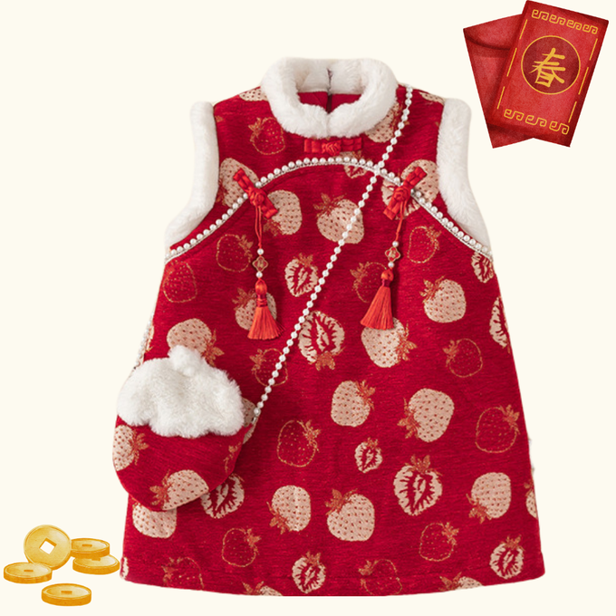 拜年服 過年新年洋裝 紅色洋裝 