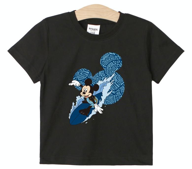 (韓製)正版迪士尼 - 純棉T-衝浪米奇-黑