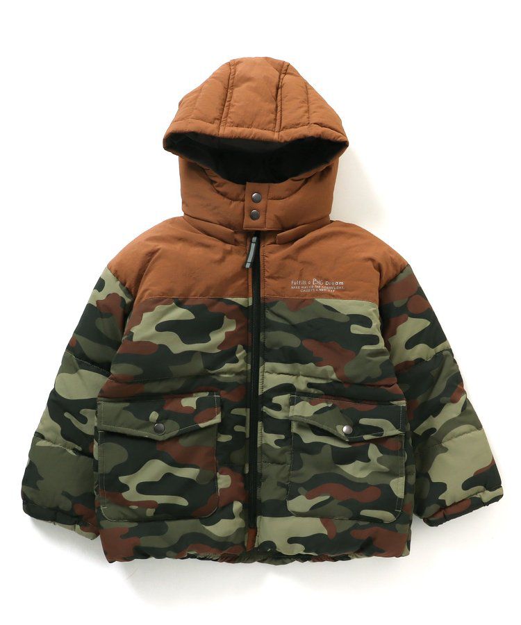 日本 BREEZE - 繽紛蓬鬆大口袋保暖外套-橘灰