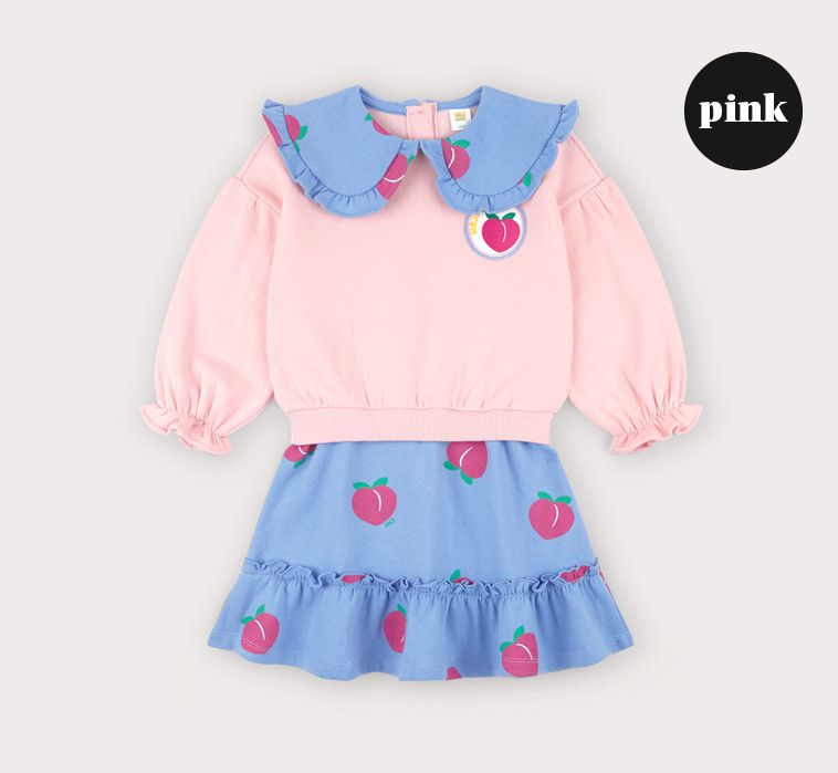 韓國 HEJMINI - (裏起毛)假兩件水蜜桃洋裝-粉紅