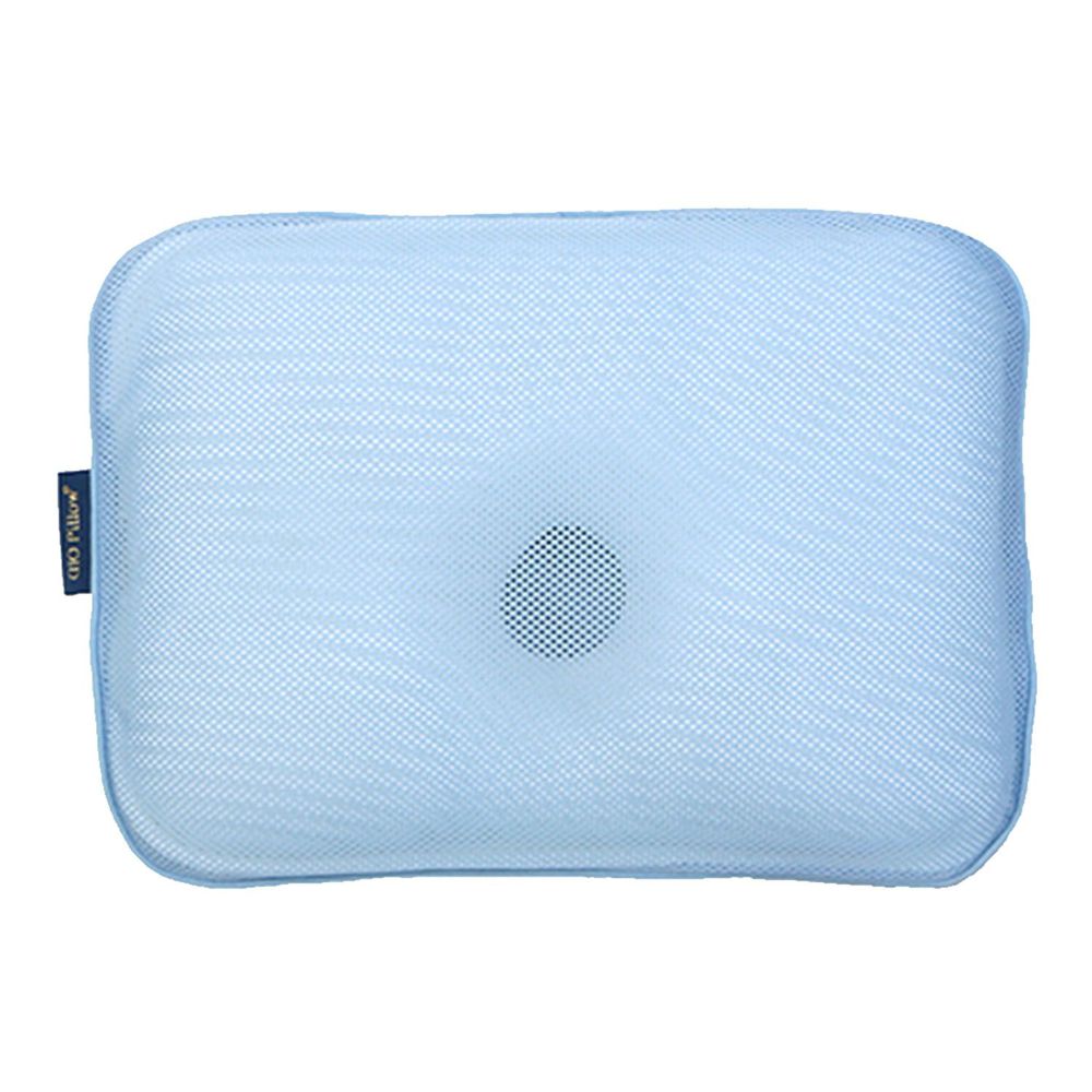 韓國 GIO Pillow - 超透氣護頭型嬰兒枕/防蟎枕-單枕套組-藍色 - S/M