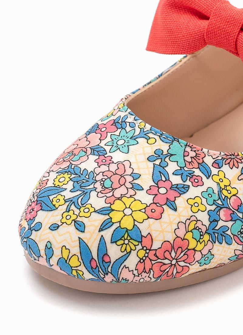 韓國 OZKIZ - 蝴蝶結繫帶彩色花園皮鞋