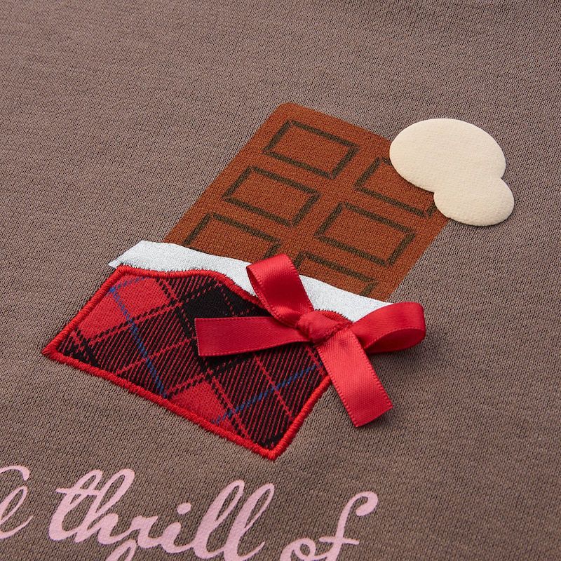 日本千趣會 - GITA 印花刷毛長袖上衣-巧克力磚-可可