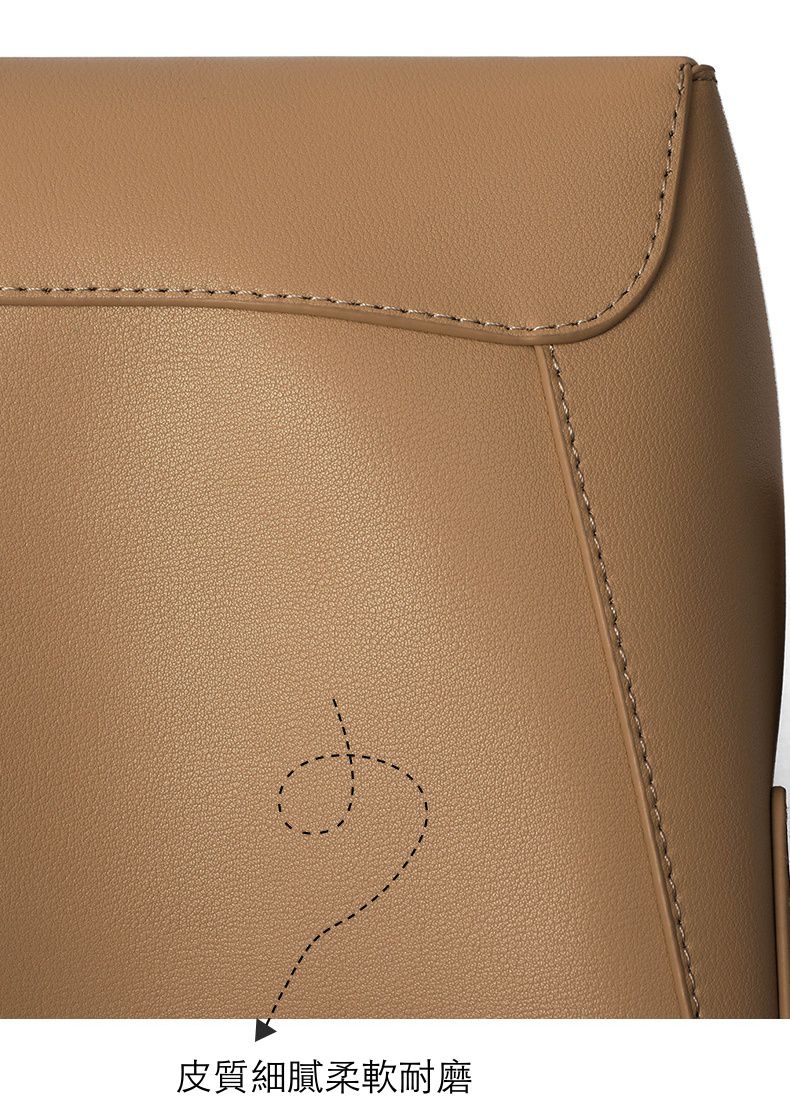 真皮水桶斜挎包-附拉鍊內袋-淺黃色 (21x17x9.5cm)