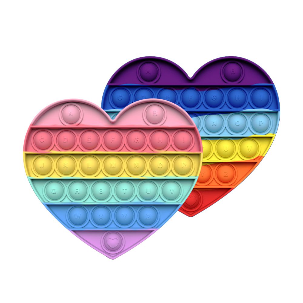 3入-滅鼠先鋒彩虹泡泡板 按壓玩具 可當杯墊-愛心+隨機2入