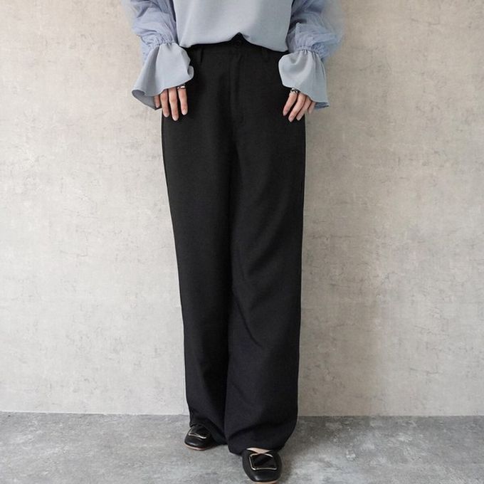 日本女裝代購 - 接觸涼感 腳長效果抗皺休閒寬褲-淺米