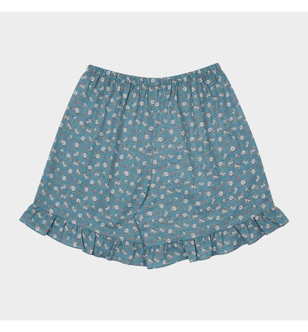 韓國 ULLALA - 蕾絲花邊無袖睡衣(兩件式)-藍 (FREE)