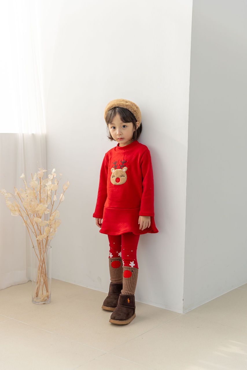 韓國 Orange Mom - 聖誕麋鹿內搭褲-灰