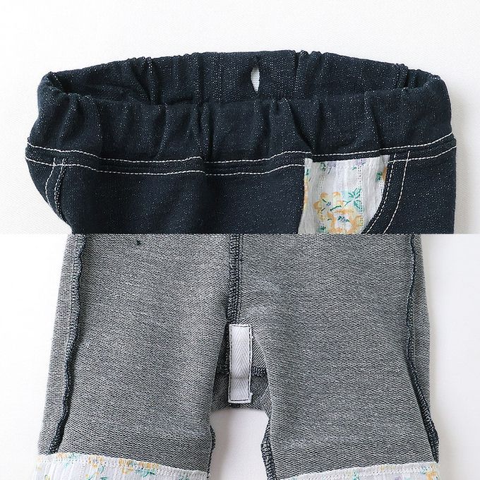 日本 ZOOLAND - 甜美花卉反摺短褲-海軍藍