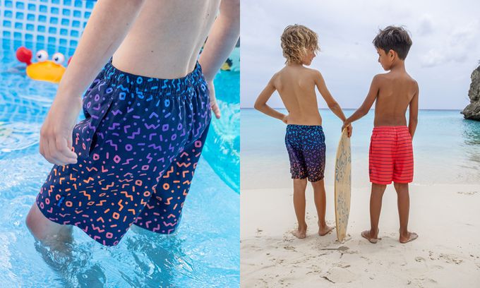 德國Playshoes - 抗UV防曬速乾男童海灘褲-漸層字母