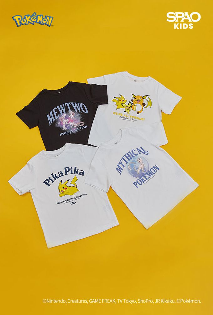 韓國童裝代購 - SPAO KIDS聯名短袖上衣-卡通人物超夢家族-黑