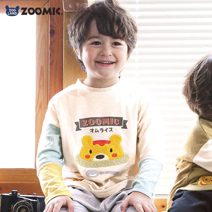 日本 ZOOLAND - 立體刺繡撞色長袖上衣-療癒咖哩飯-軍綠