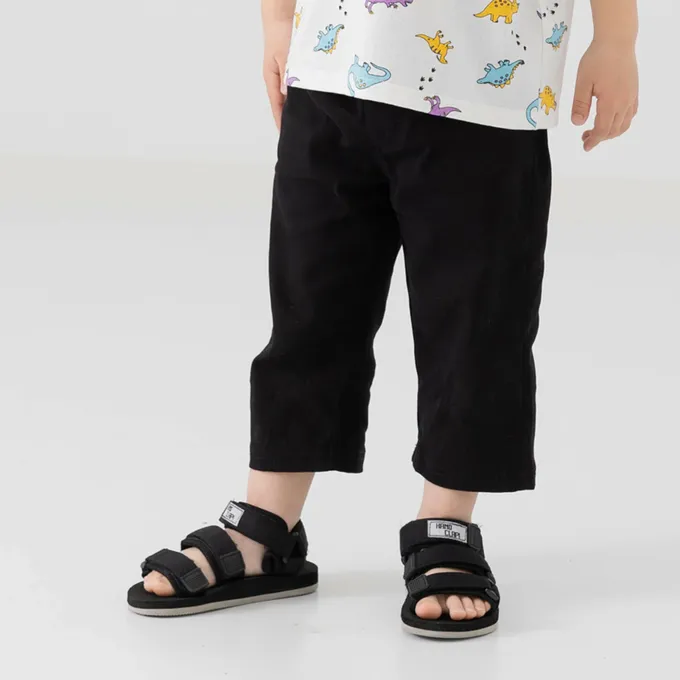 日本 Chil2 - EDWIN聯名 鬆緊彈力七分褲-logo口袋-黑