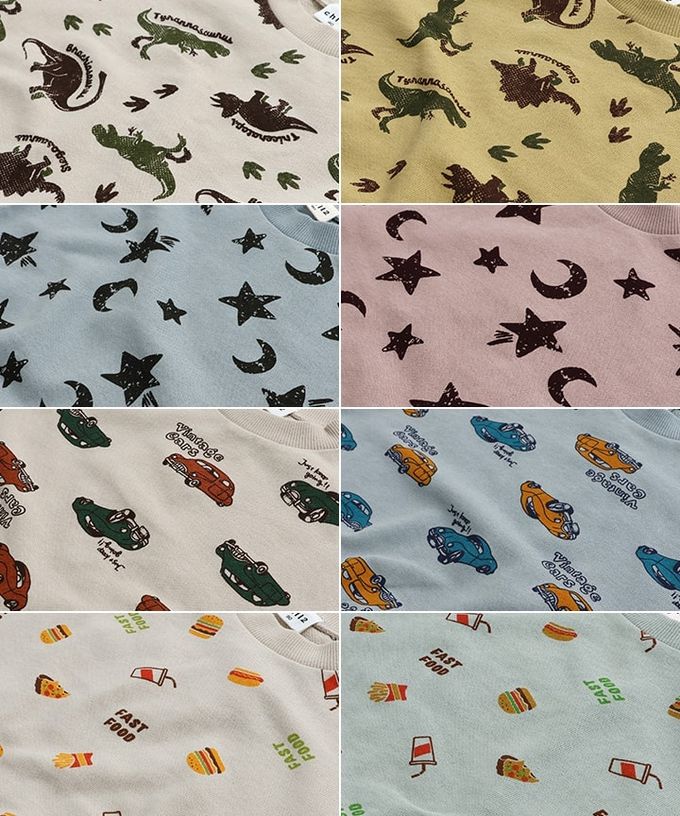 日本 Chil2 - 100%棉 裏毛滿版印花上衣-星月-淺藍