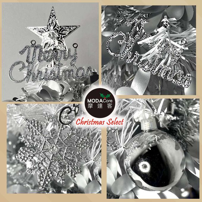 MODACore 摩達客 - 摩達客耶誕-2尺/2呎(60cm)特仕幸福型裝飾白色聖誕樹 (銀白冬雪系全套飾品)+20燈LED燈插電式暖白光*1/贈控制器/本島免運費