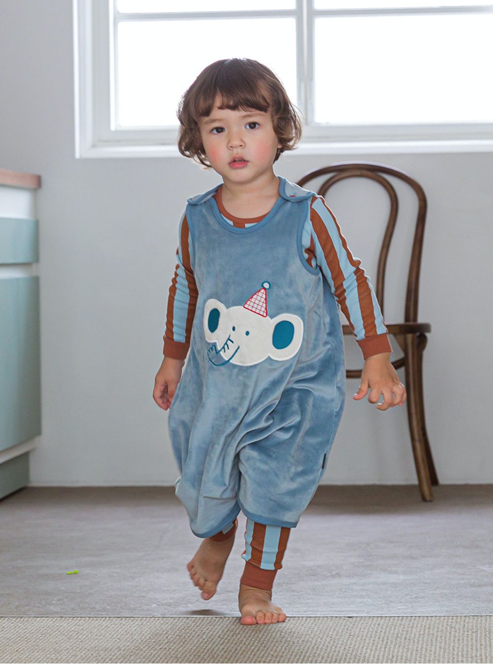 韓國 Cordi-i - 短絨毛保暖防踢被-藍色大象