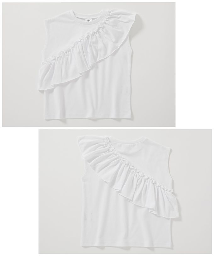 日本 devirock - 可愛女孩短袖上衣-整圈荷葉邊-灰藍